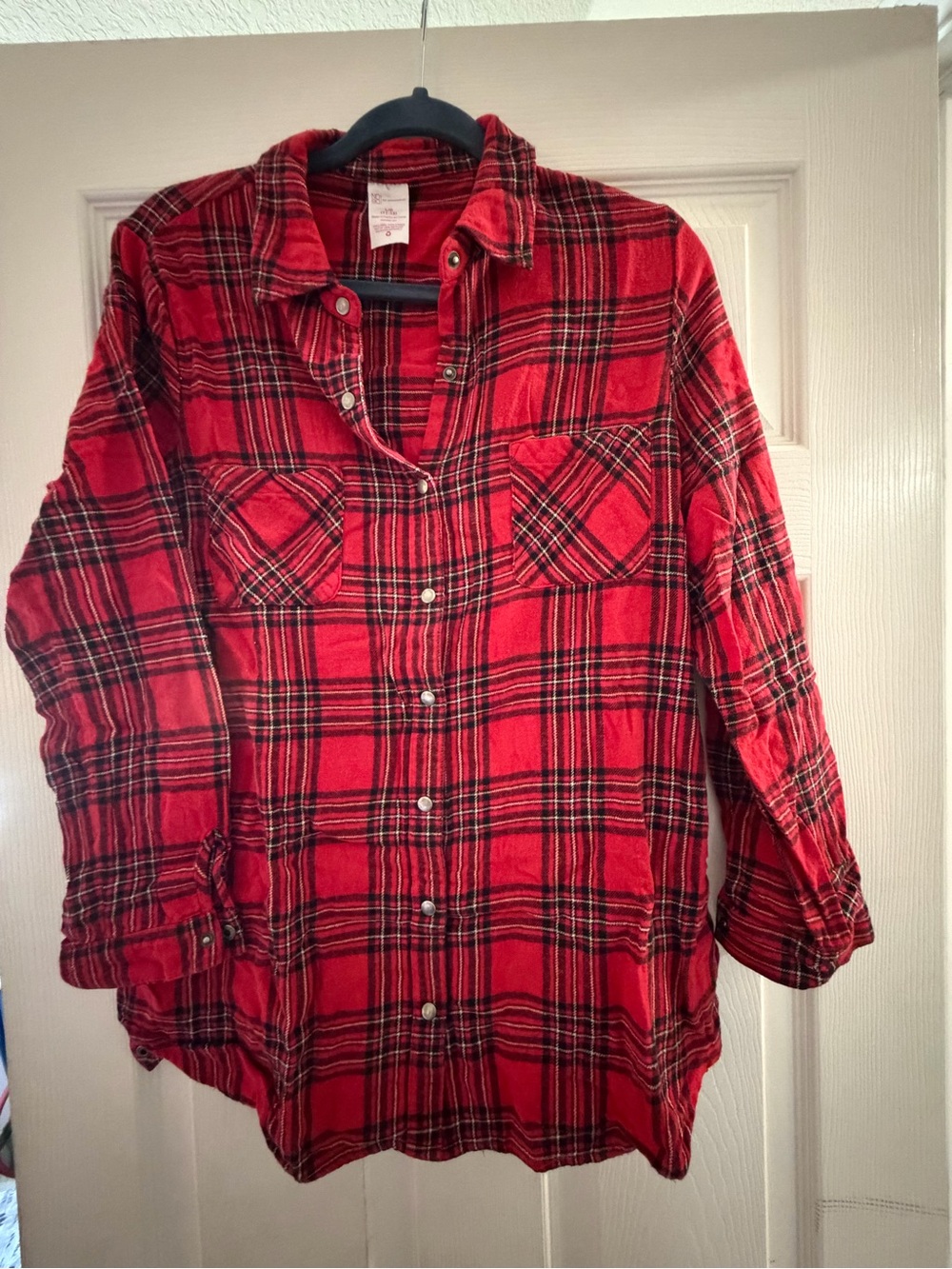 Red Plaid Flannel Shirt - Women’s Cozy Button-Up